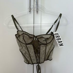NWOT urban outfitters moss corset tie top